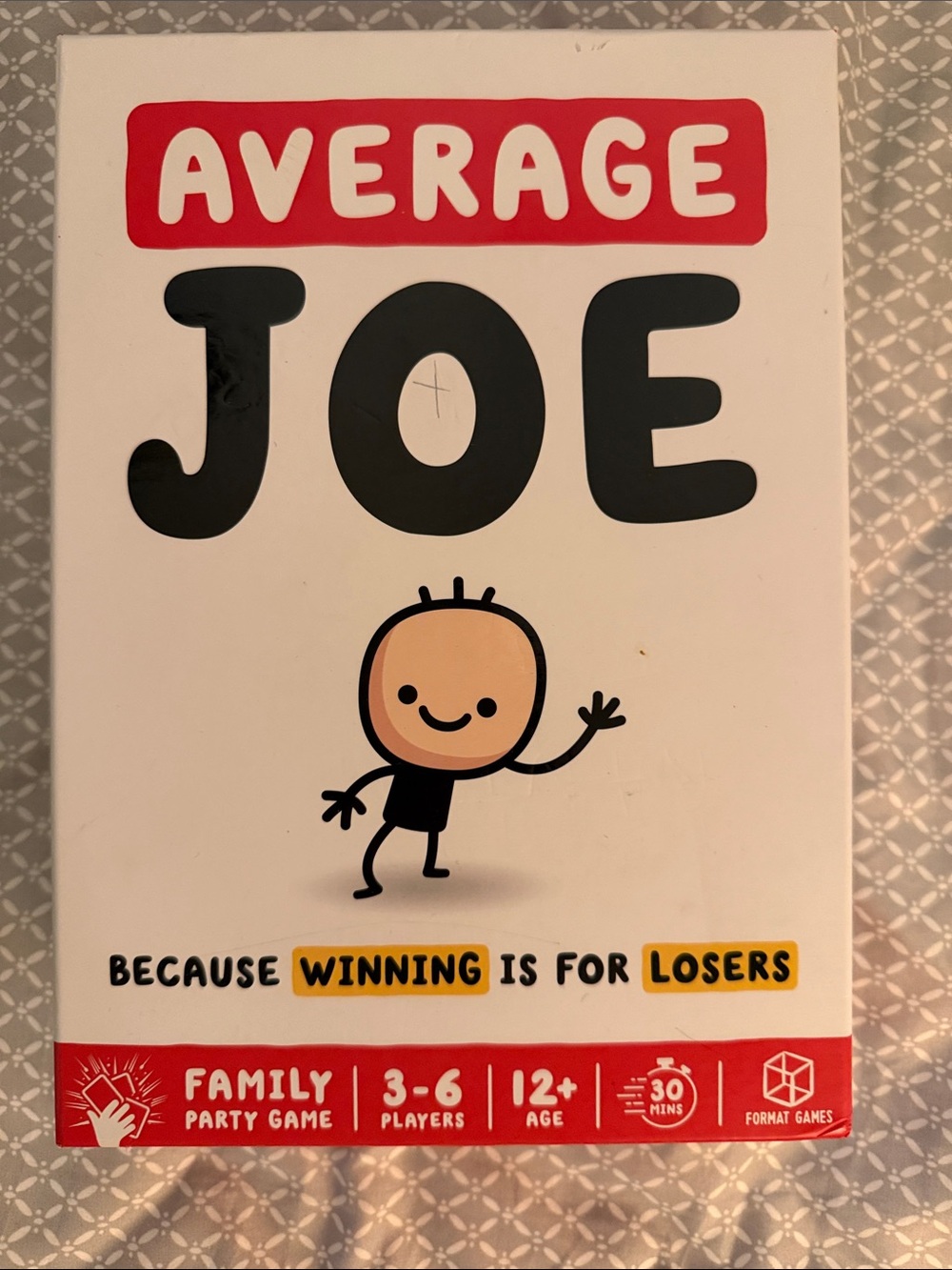 Average Joe Party Card Game - White, Black, Red, Peach